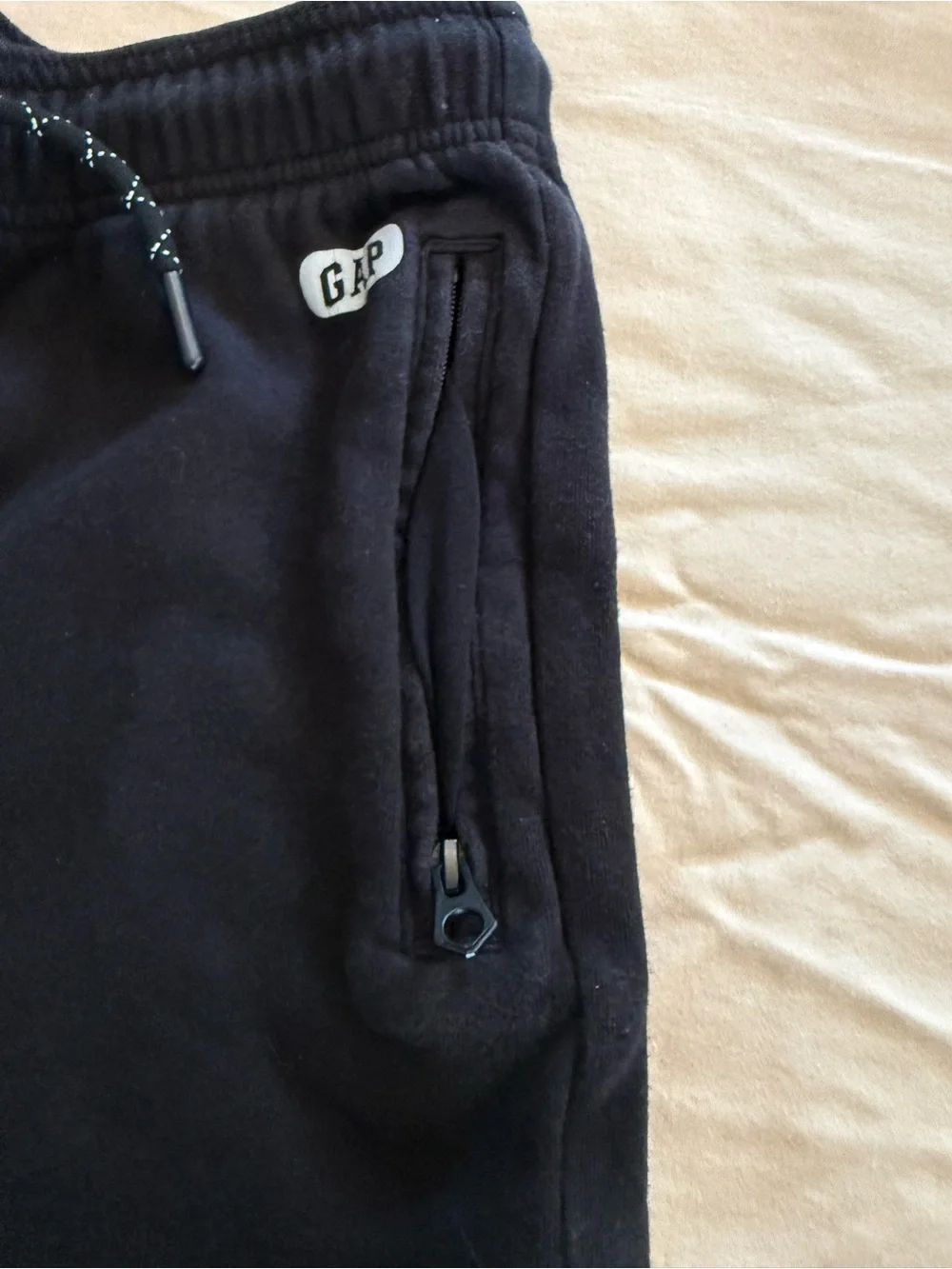 Gap Kids Black Fleece Zip Pocket Shorts Youth XL 12 Drawstring